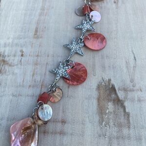 Handmade repurposed vintage Starfish and Shell Charm bracelet-adjustable